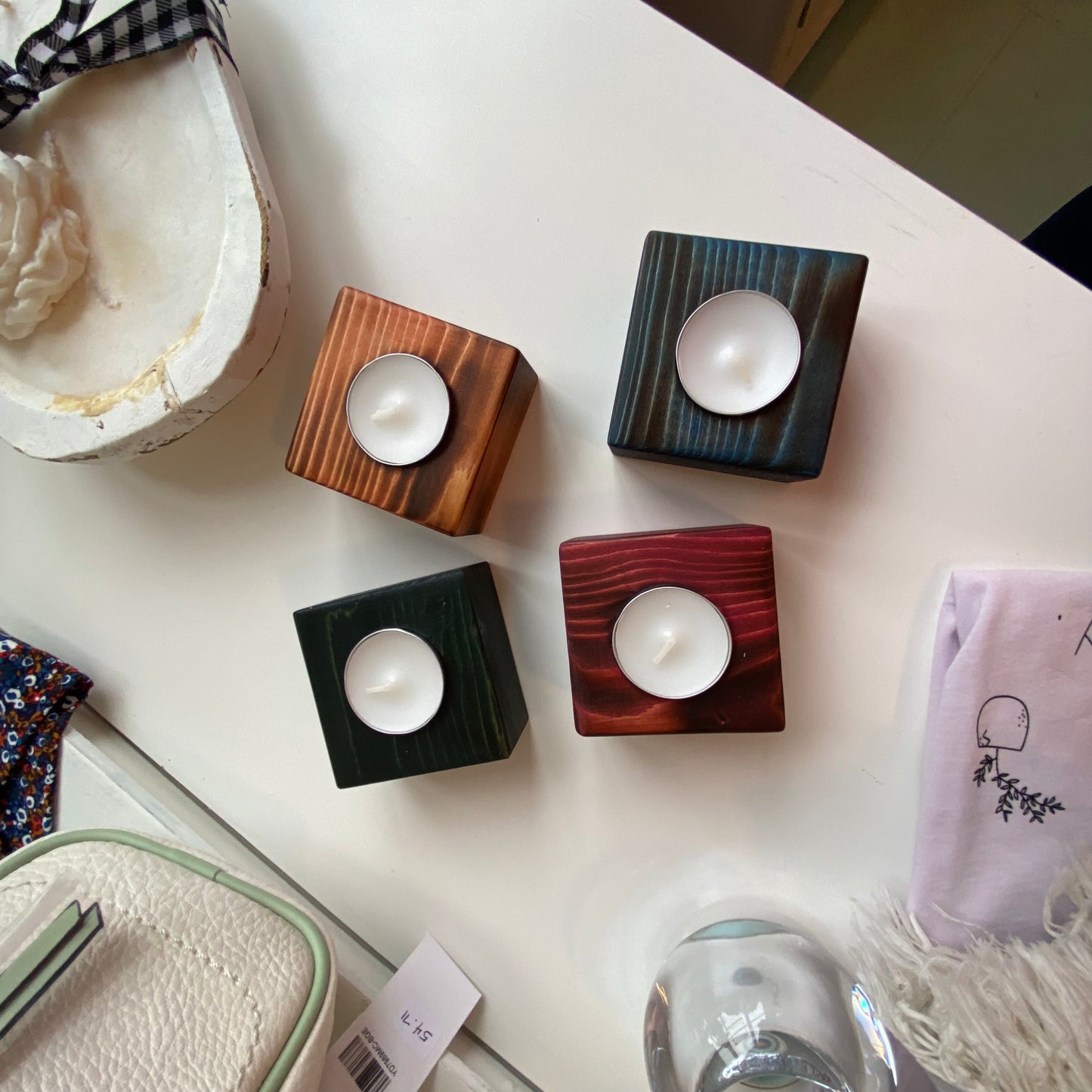 Wooden candle holders