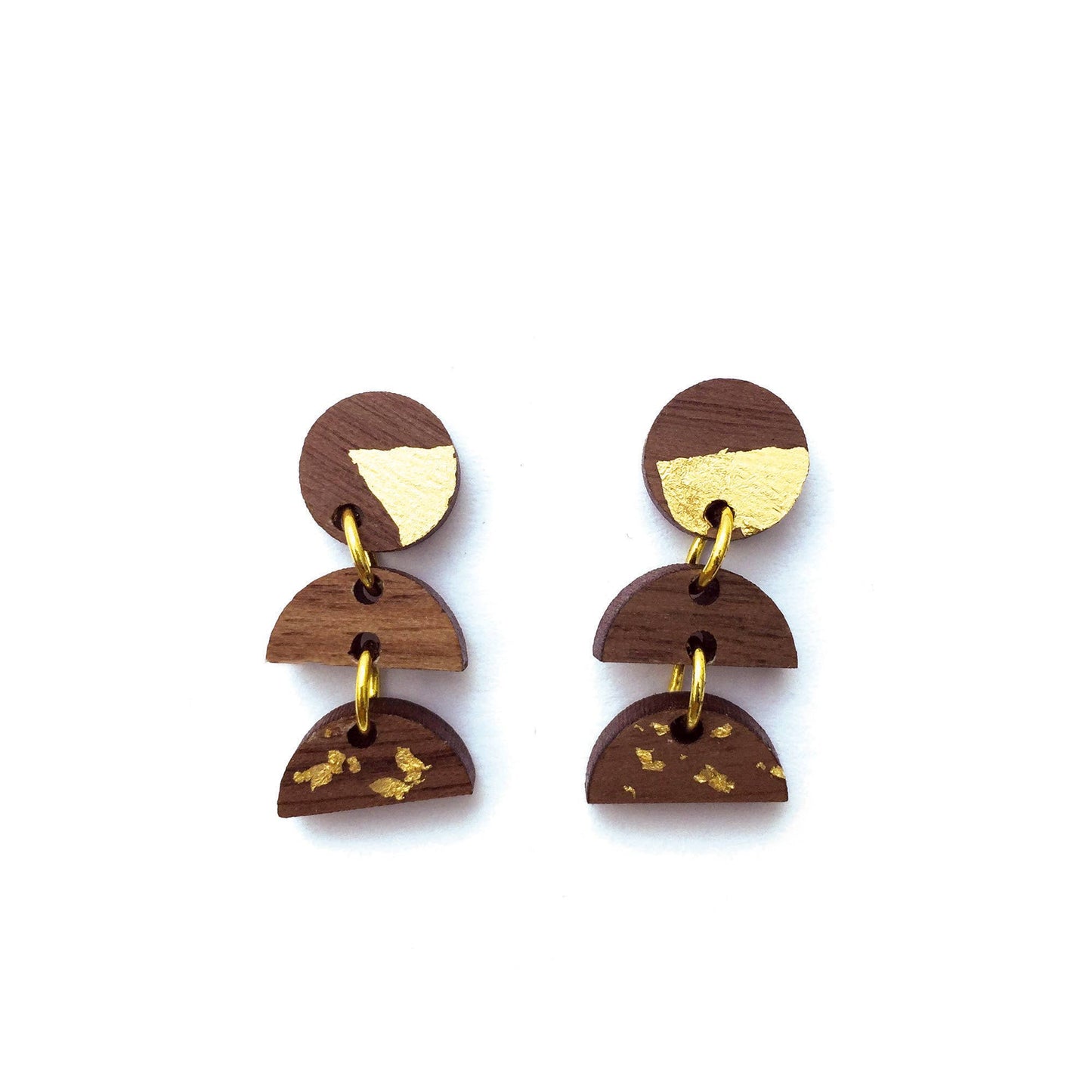 Cabin + Cub - Walnut and Gold Earrings - Three Tier