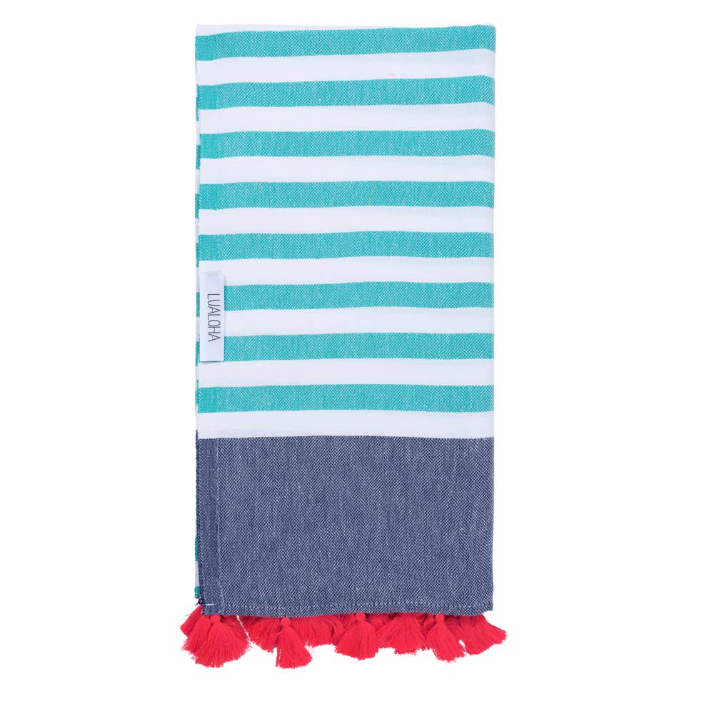 LUALOHA - Pomp it Up Sea Green & Navy & Neon Pink