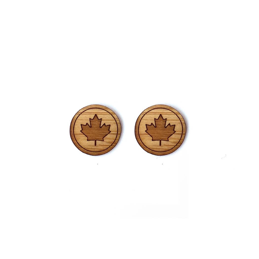 Cabin + Cub - Bamboo Wood Earrings - Maple Leaf