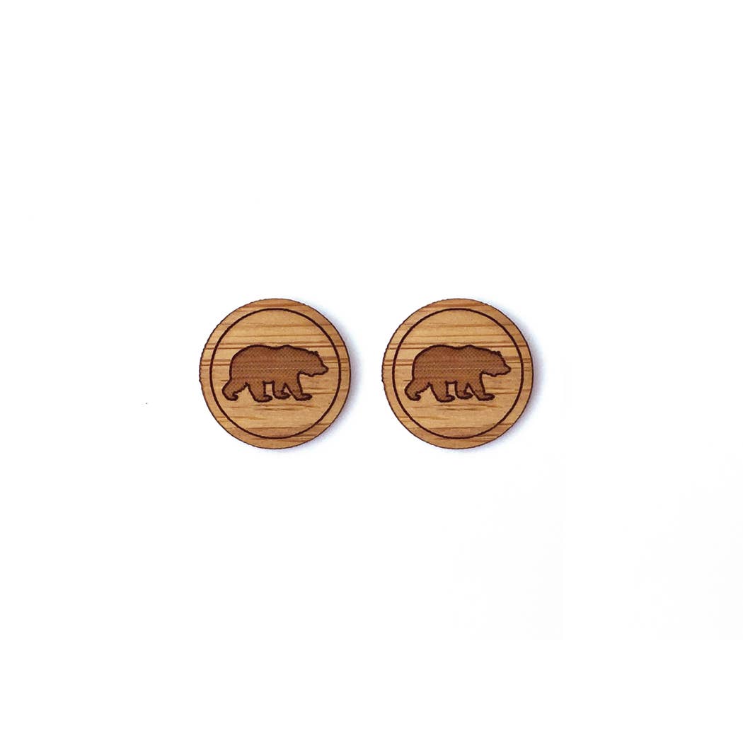 Cabin + Cub - Bamboo Wood Earrings - Bear
