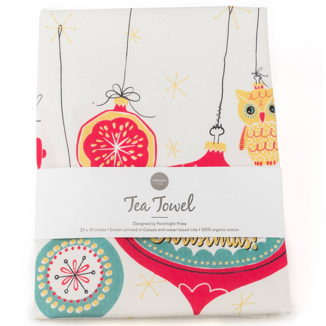 Porchlight Press Letterpress - Tea Towel_ Holiday_Retro Ornaments