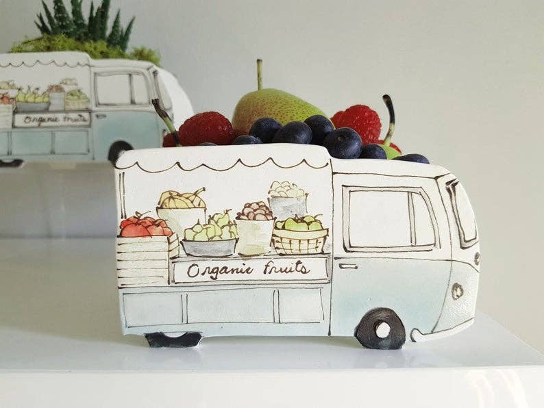 Julie Richard Ceramist - Organic Fruits Vintage Truck Planter
