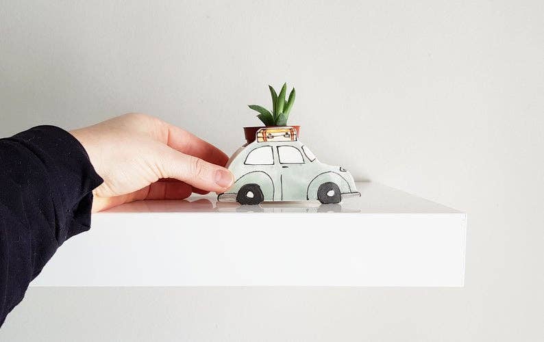Julie Richard Ceramist - Green Vintage car Ceramic Planter