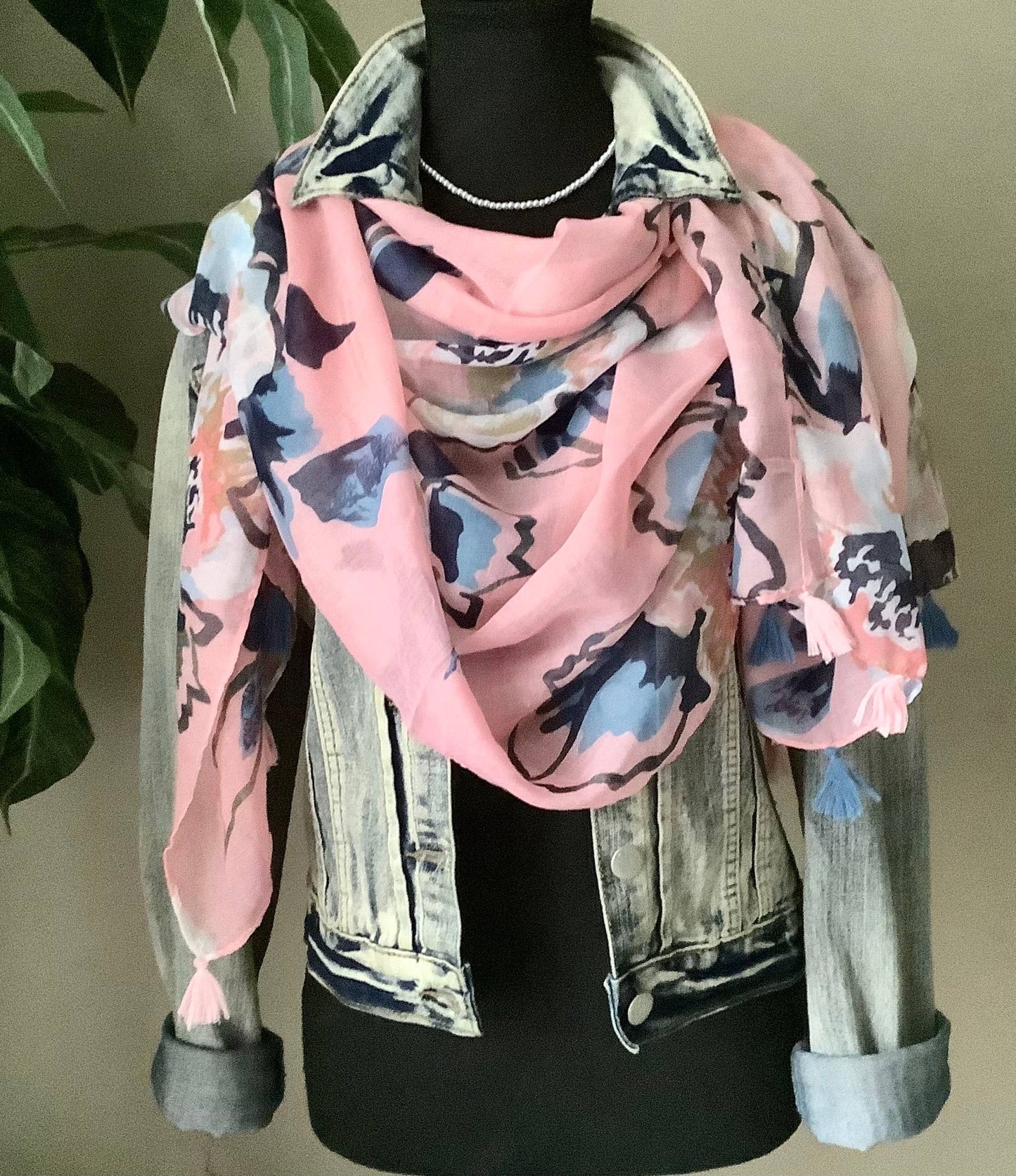 Beautifull Boundaries - Scarf, lightweight scarf, chiffon scarf-big pink flowers