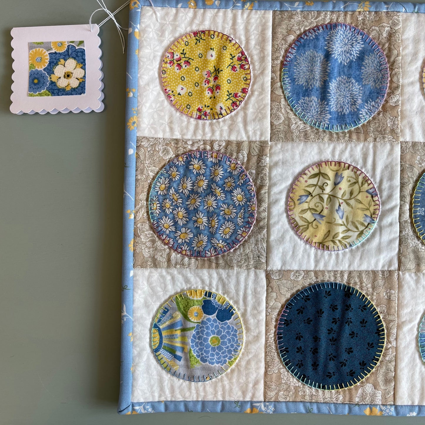 Yellow and Blue Quilted Runner