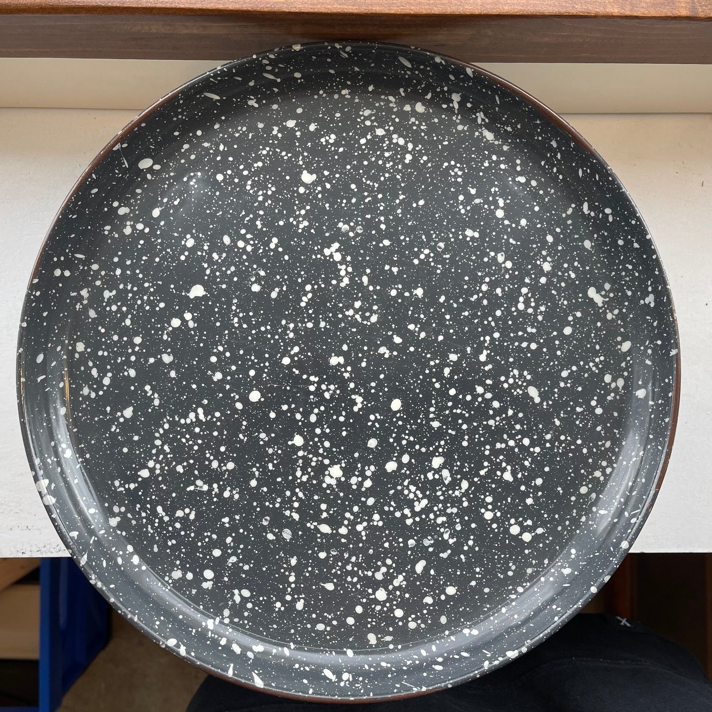 Granite Enamelware Cake Pedestal - Gray (Glass not included)