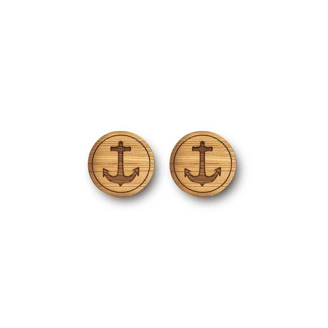 Cabin + Cub - Bamboo Wood Earrings - Anchor
