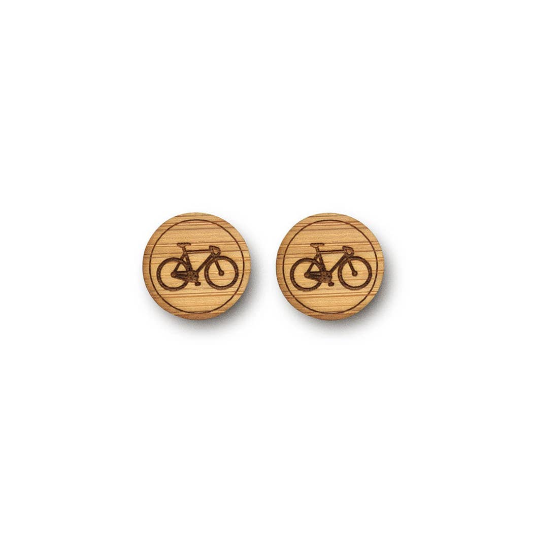 Cabin + Cub - Bamboo Wood Earrings - Bike