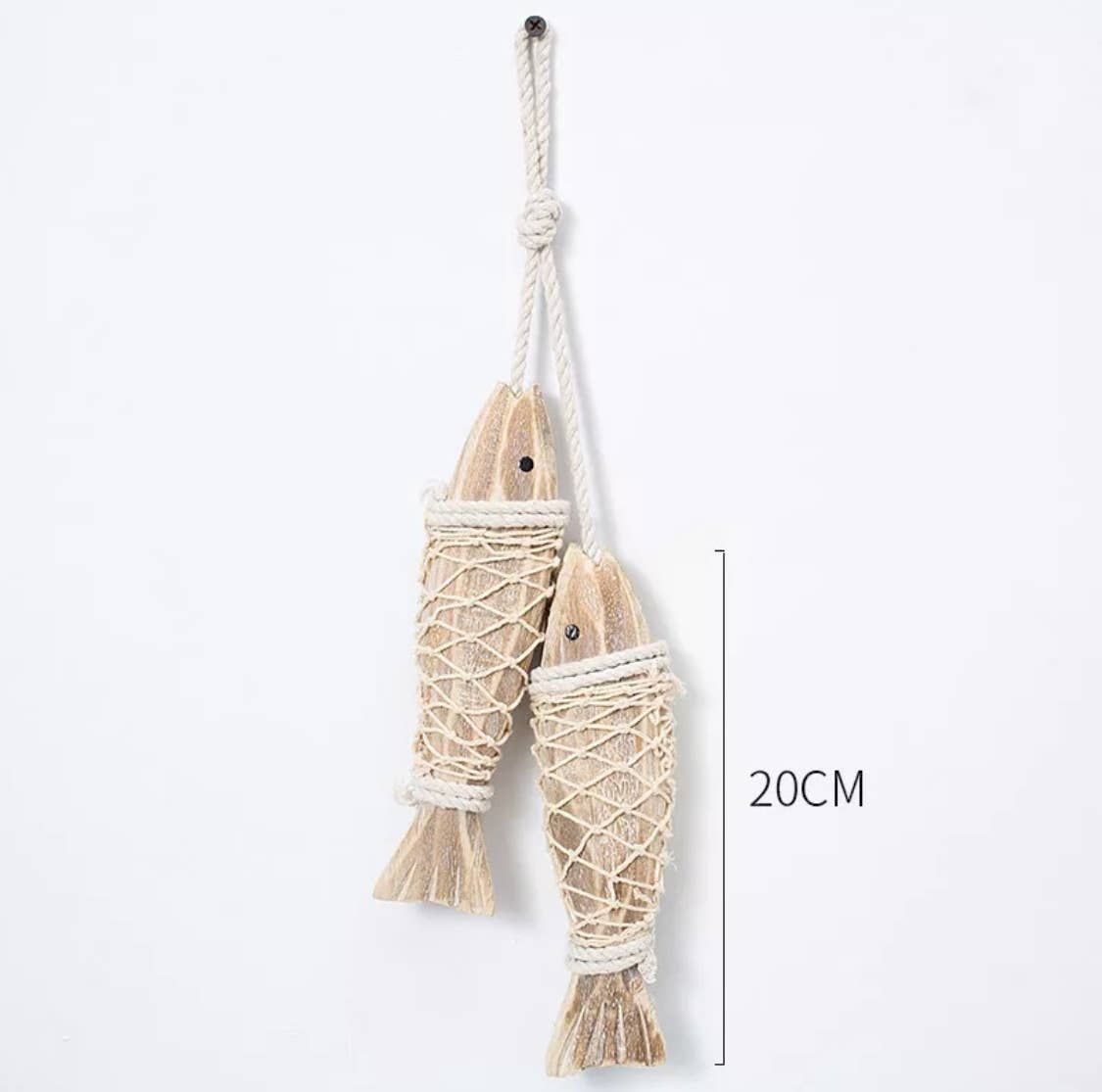 EcoFreax - wooden nautical rustic decor hanging fish in a net
