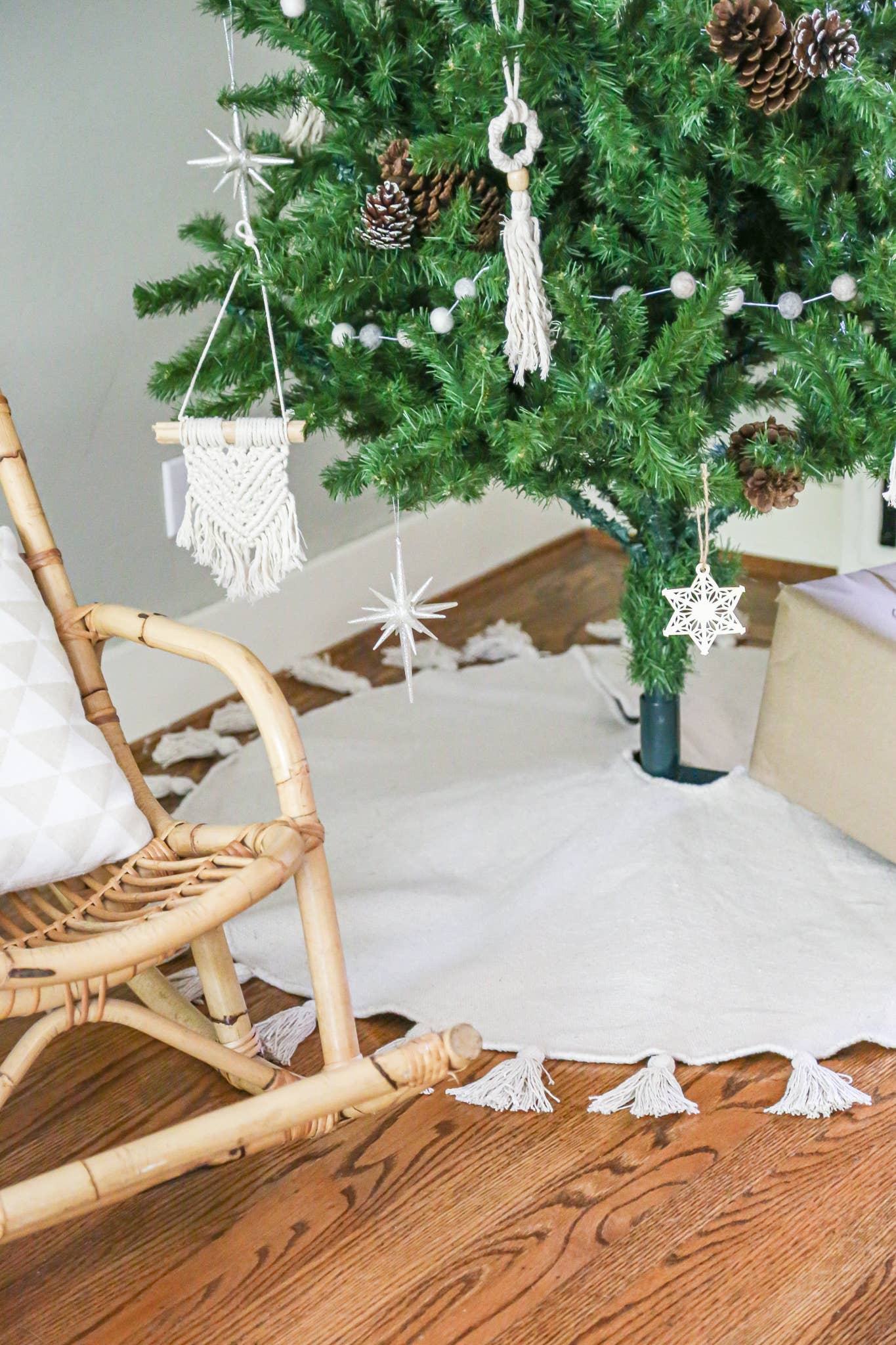 NOEL by Alma Home - Boho Canvas Tree Skirt | Christmas Tree Skirt with Tassels