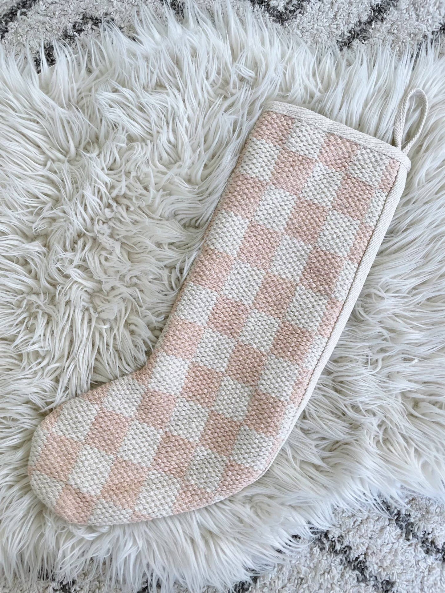 NOEL by Alma Home - Pink Checkered Retro Christmas Stocking