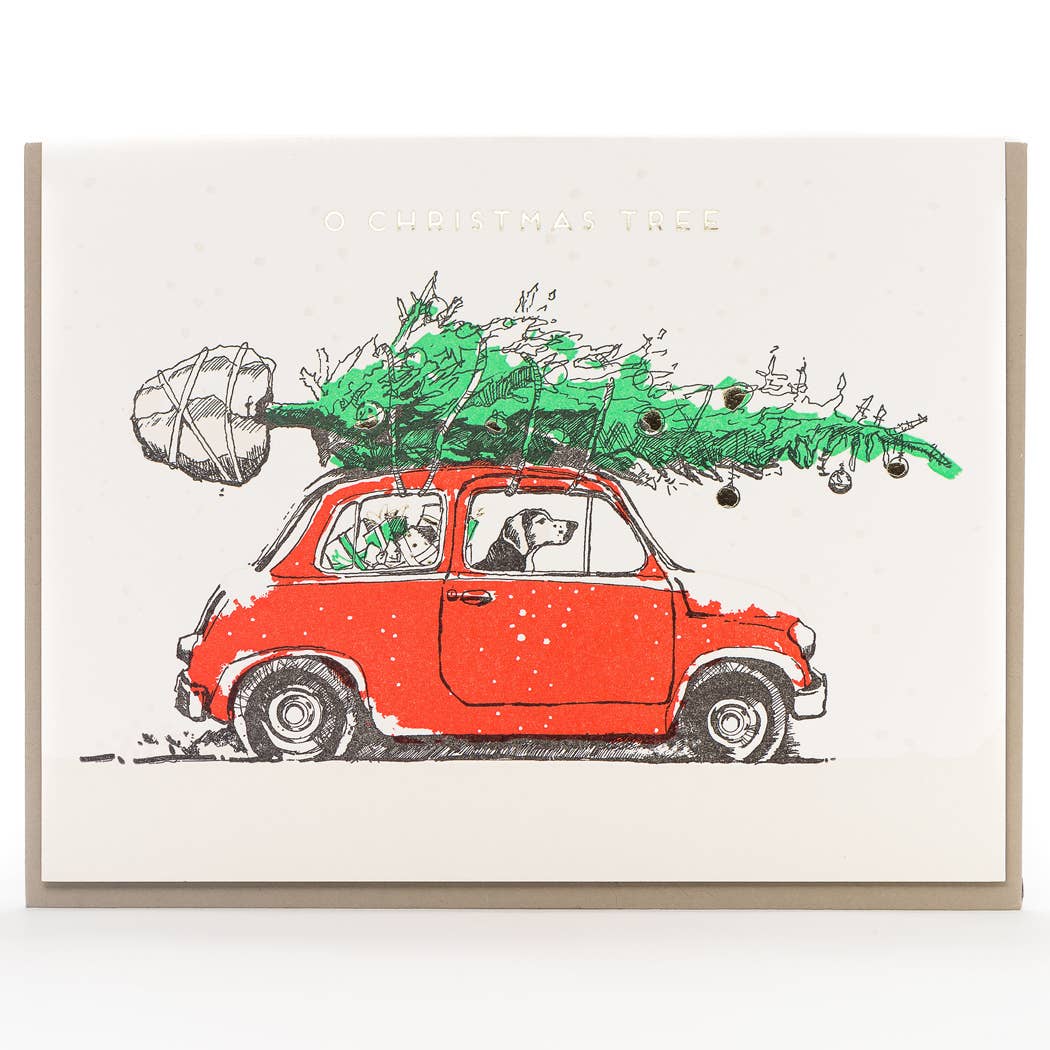 Porchlight Press Letterpress - O Christmas Tree Dog Card