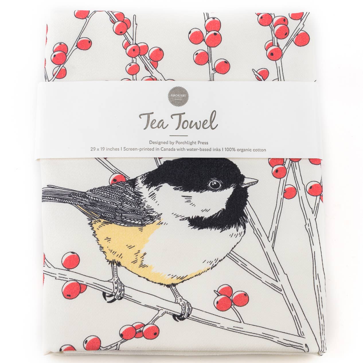Porchlight Press Letterpress - Tea Towel_ Bird Series_ Chickadee