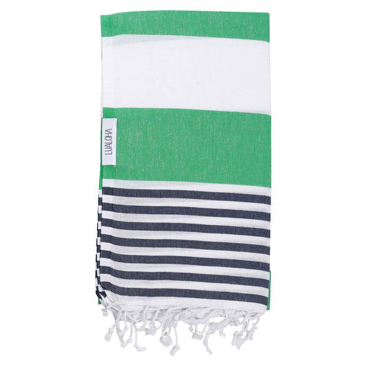 LUALOHA - Apple Green & Navy Striped Goodness Towel