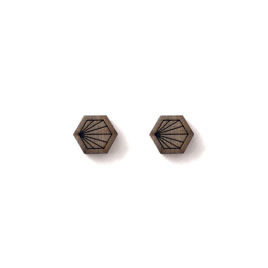 Cabin + Cub - Walnut Geometric Earrings - Hexagon