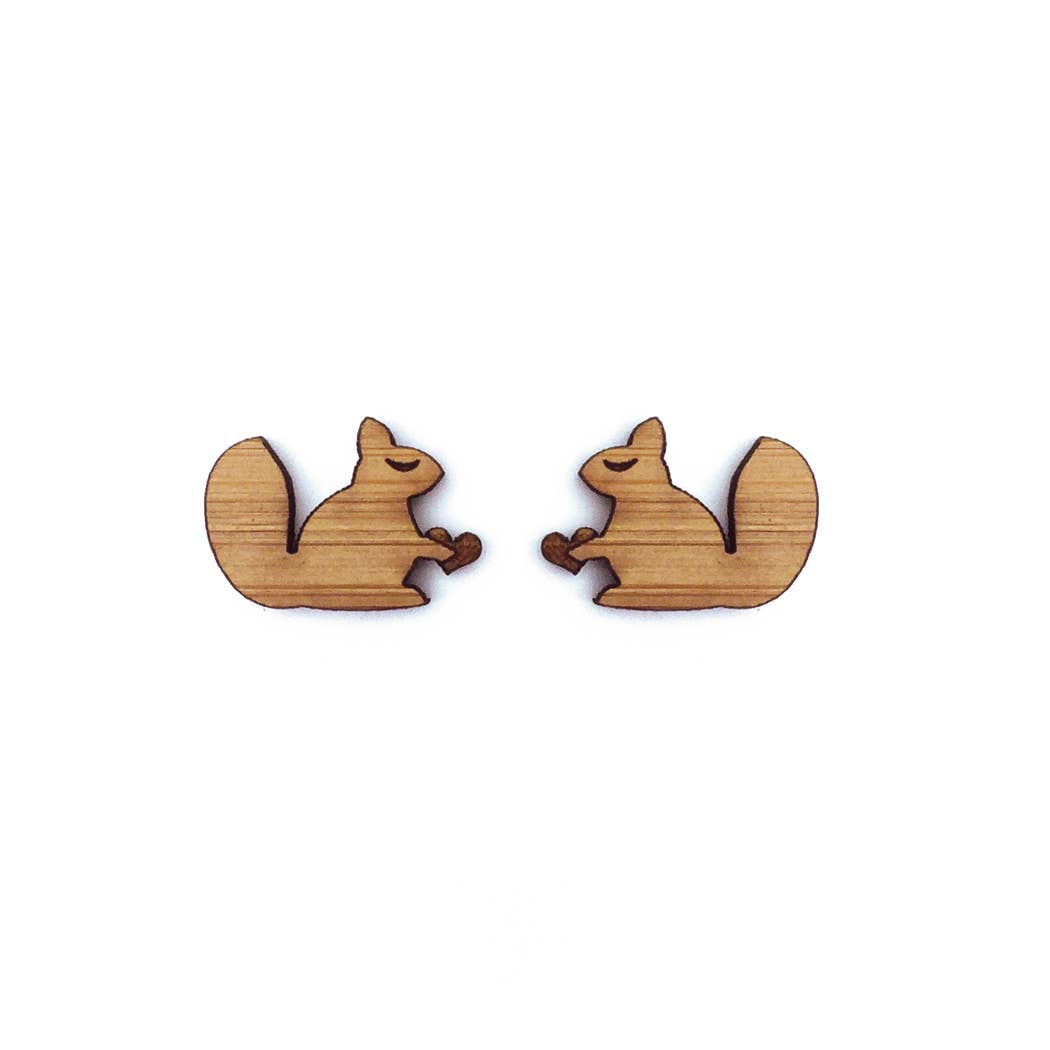 Cabin + Cub - Bamboo Earrings - Mini Shape - Squirrel