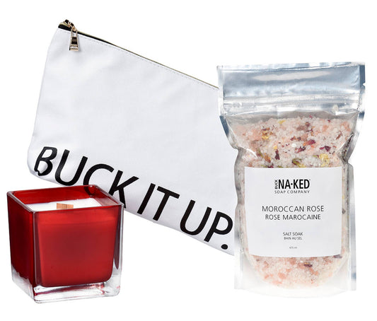 Buck Naked Soap Company - Moroccan Rose Bath Salt and Candle Set
