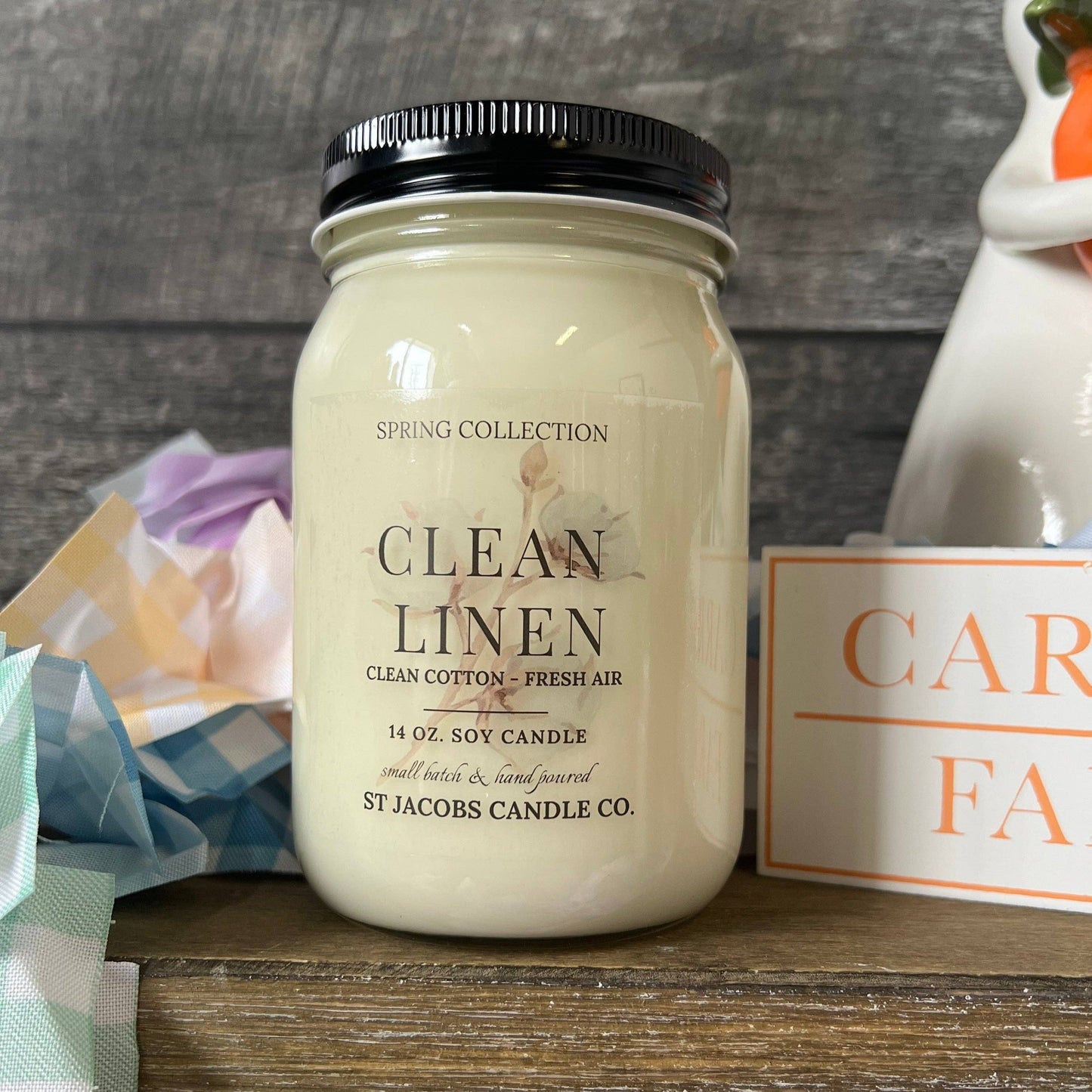 St Jacobs Candle Co. - "Clean Linen" 2023 Spring Soy Candle Collection