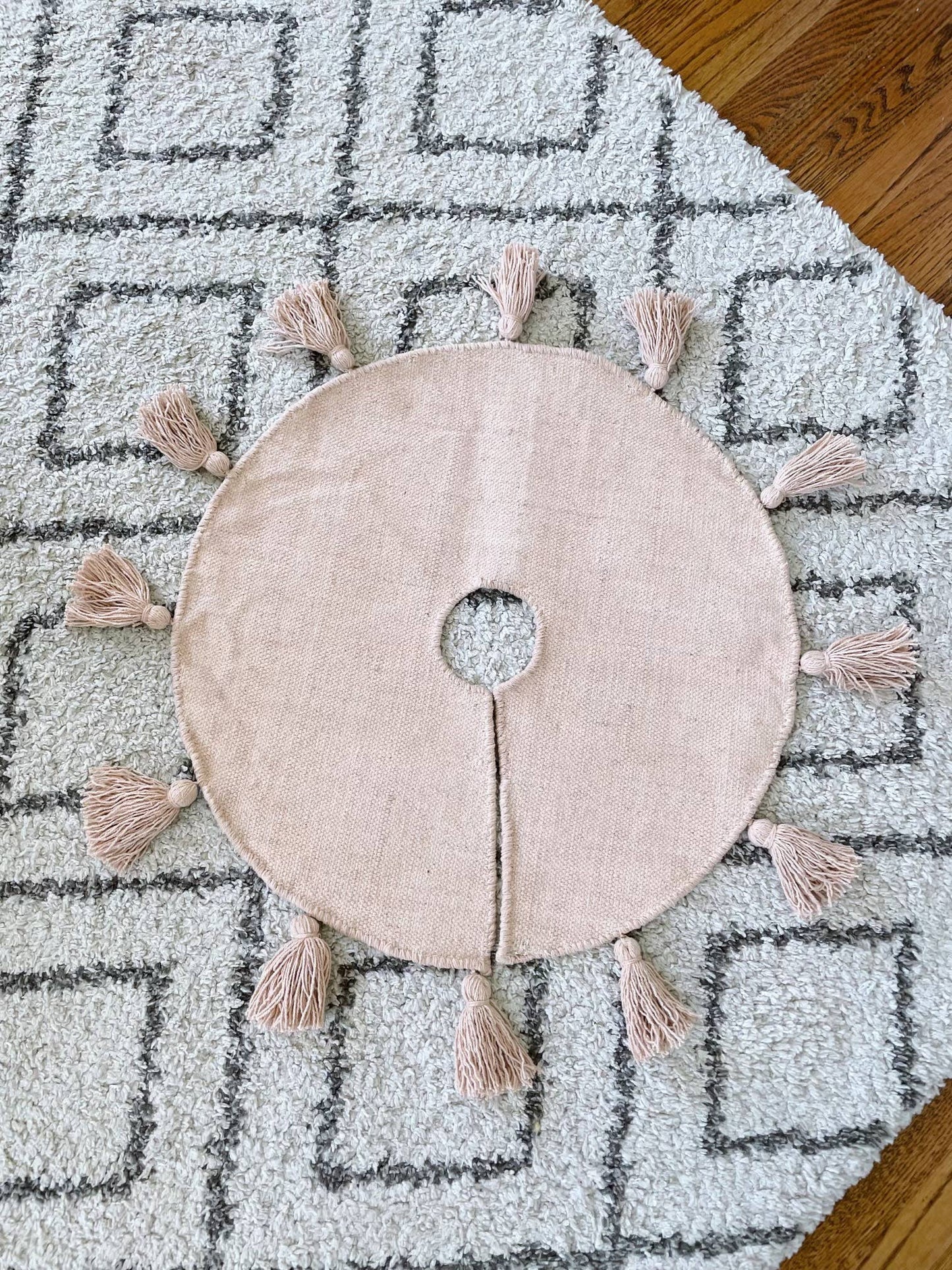 NOEL by Alma Home - Pink Canvas Christmas Tree Skirt