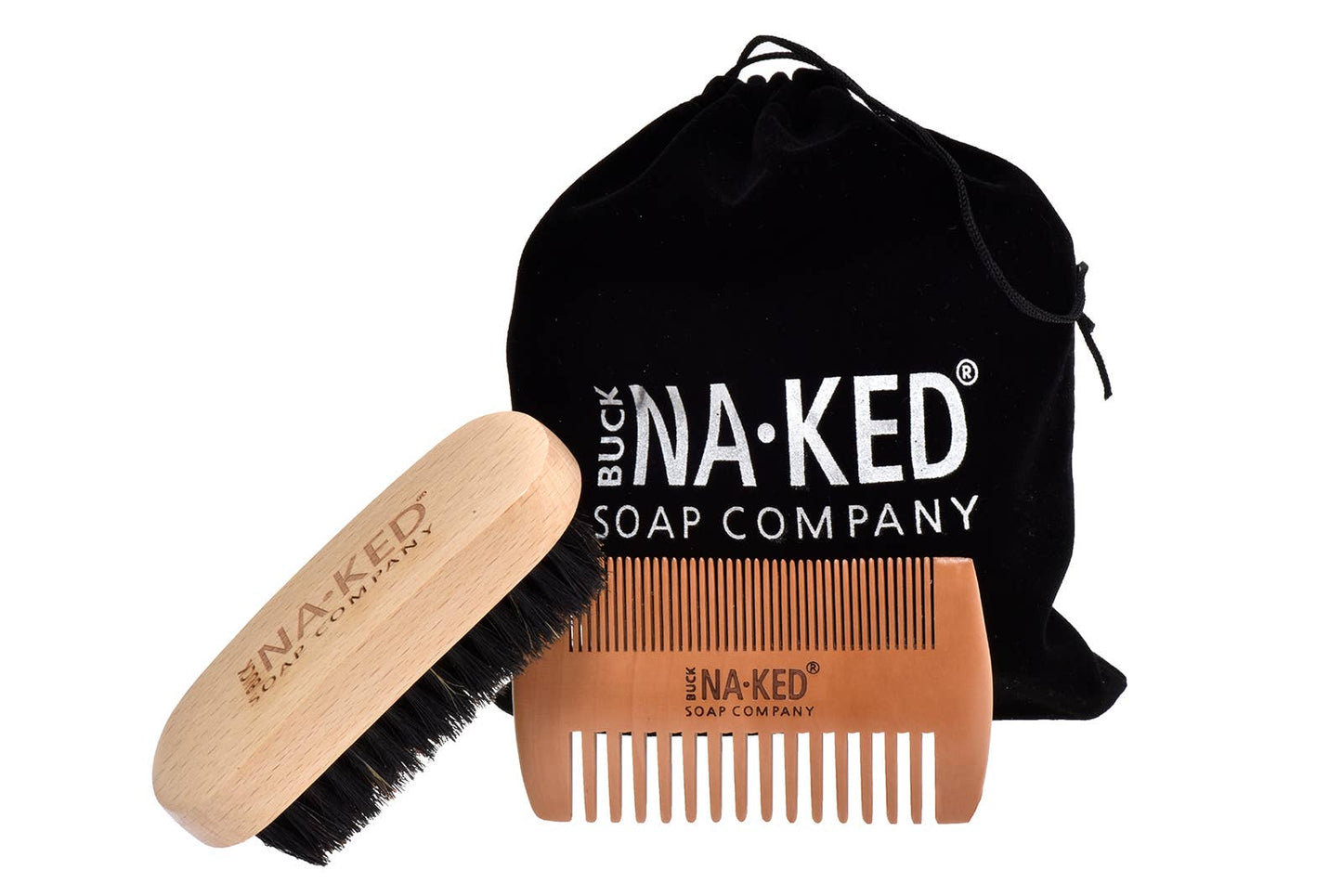 Buck Naked Soap Company - Bamboo Beard Brush + Comb Set - NEW