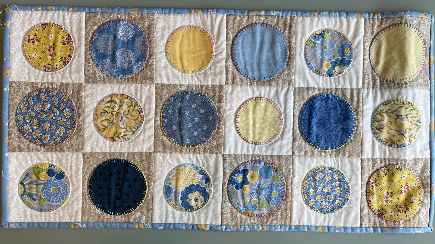 Yellow and Blue Quilted Runner
