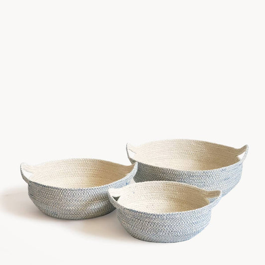 KORISSA - Handwoven Storage Basket l Amari Fruit Bowl - Blue-Set of 3