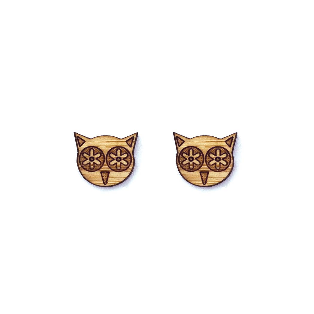Cabin + Cub - Bamboo Wood Earrings - Owl