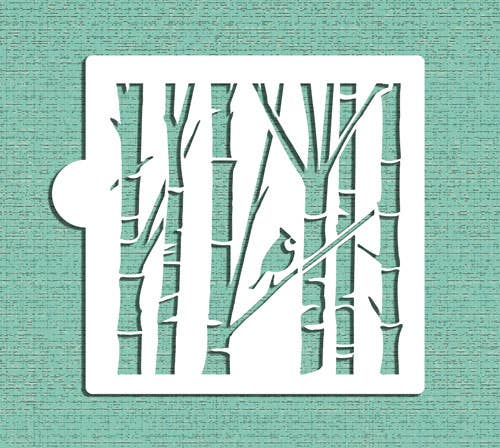 Birch Trees and Cardinal Cookie and Craft Stencil