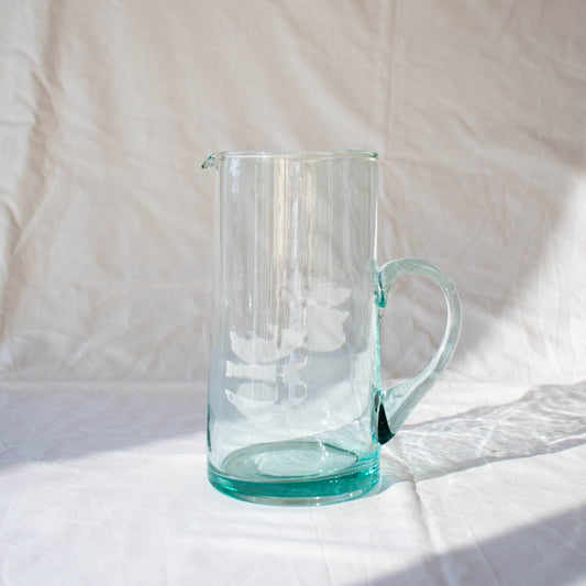 SOCCO Designs - Moroccan Jug with Handle - Hand blown recycled glass Pitcher