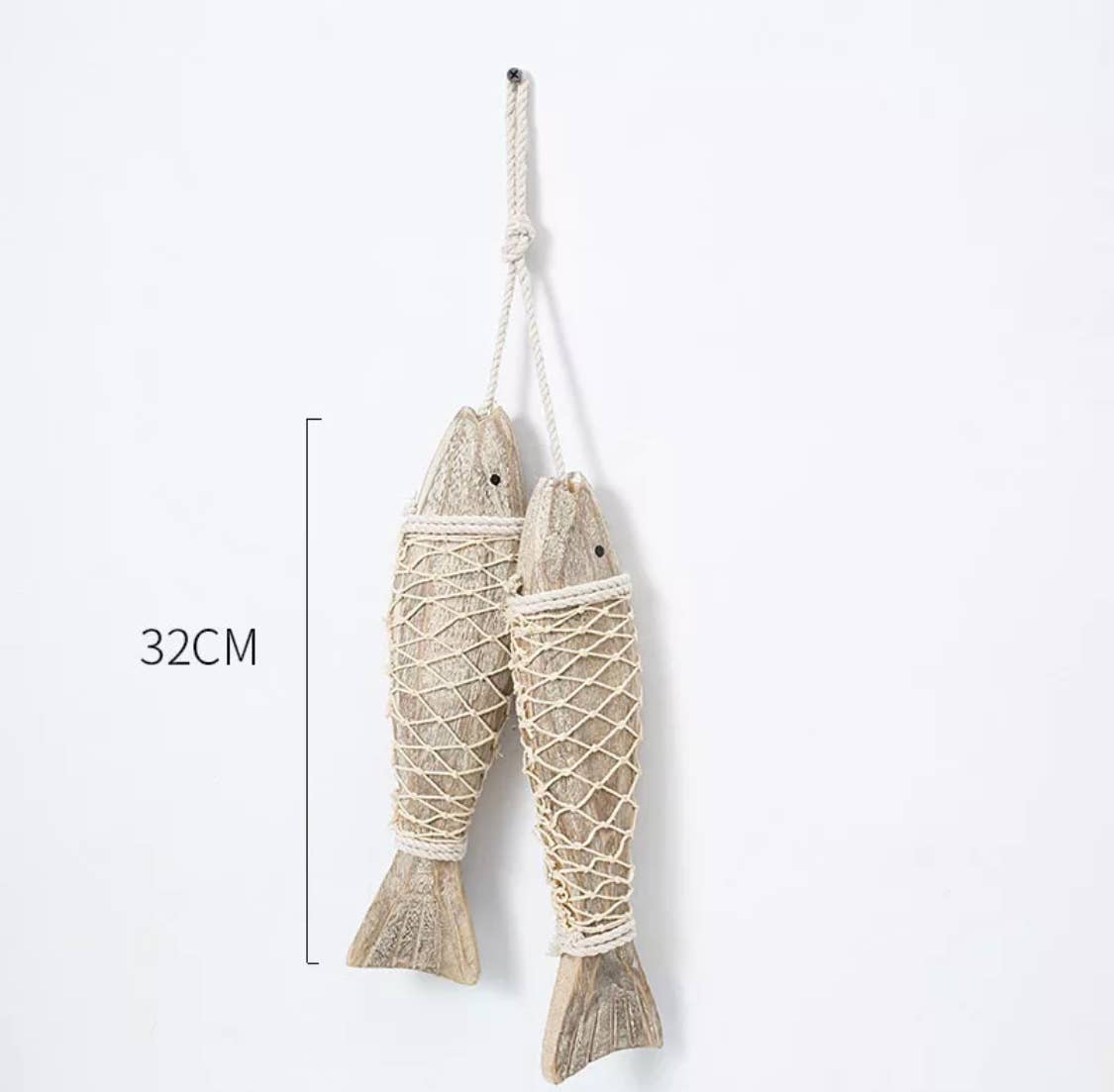 EcoFreax - wooden nautical rustic decor hanging fish in a net
